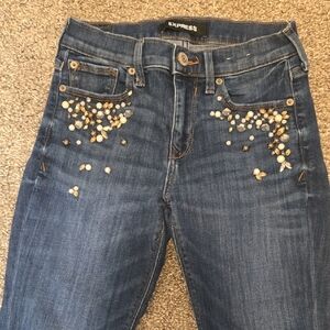 Express Skinny Jeans with Jewel Details